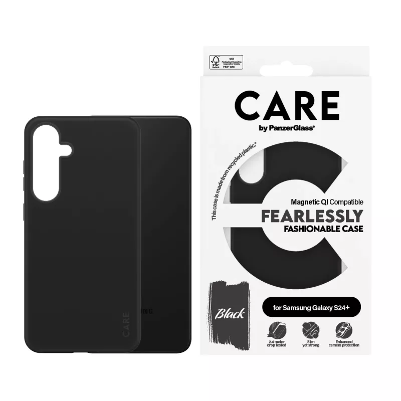 PanzerGlass CARE™ by ® custodia nera compatibile Qi Samsung Galaxy S24+