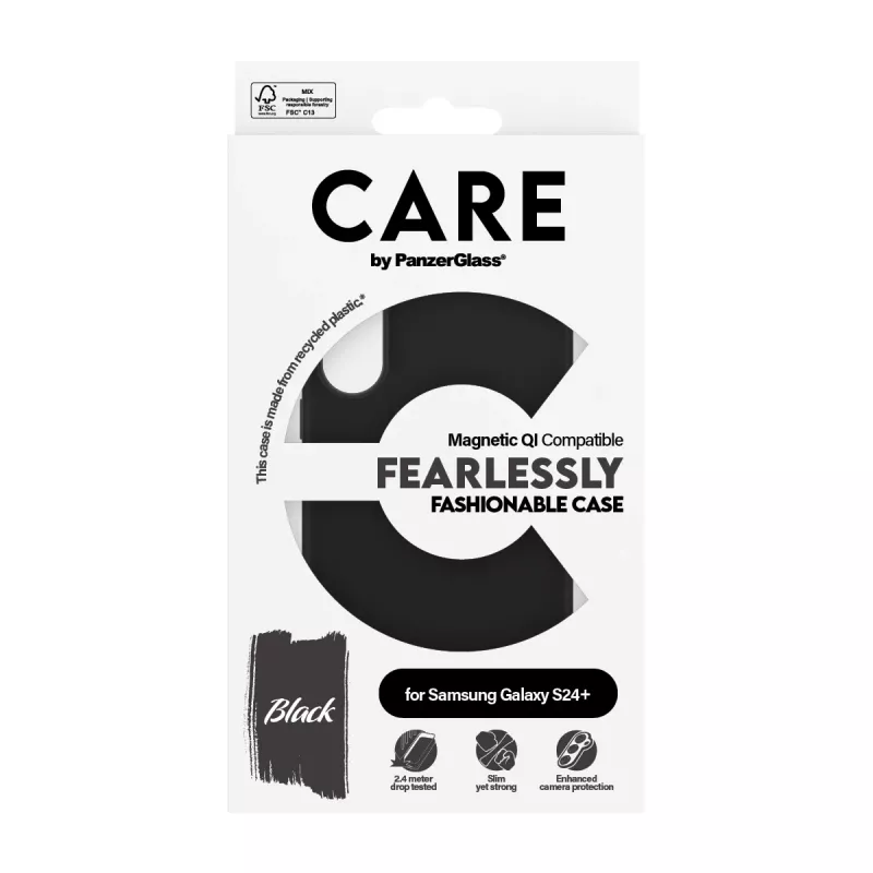 PanzerGlass CARE™ by ® custodia nera compatibile Qi Samsung Galaxy S24+