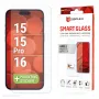 Displex Smart Glass (9H) per Apple iPhone 15/15 Pro/16, adesivo di montaggio, infrangibile