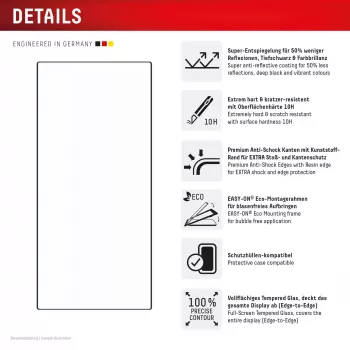 Displex Premium pellicola protettiva antiriflesso per display (copertura totale antiriflesso, 10H) per Samsung Galaxy S24 Ultra, cornice di montaggio Eco, copertura totale