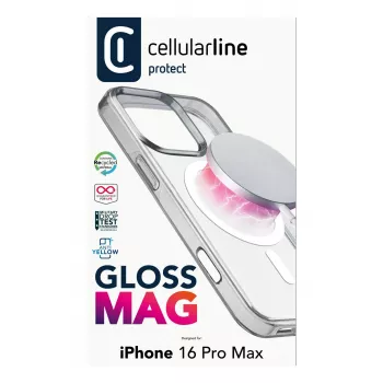 Cellularline Gloss Mag - custodia magnetica per iPhone 16 Pro Max per ricaricare e fissare al caricabatterie MagSafe