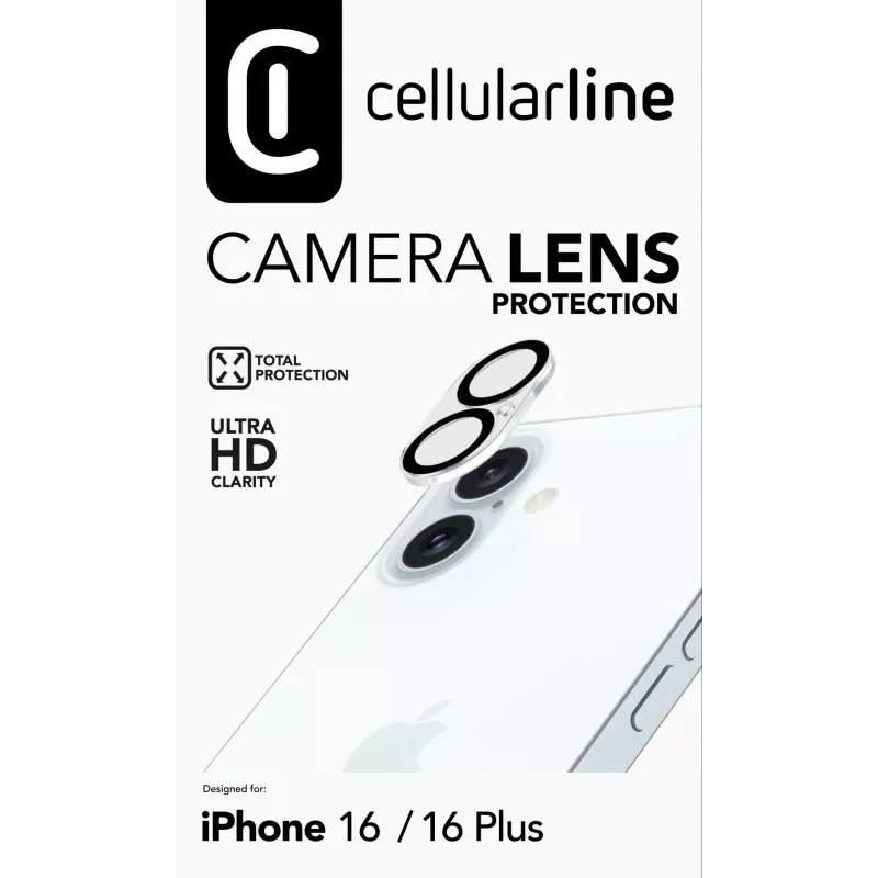 Cellularline obiettivo fotocamera - iPhone 16 protezione trasparente antigraffio antishock