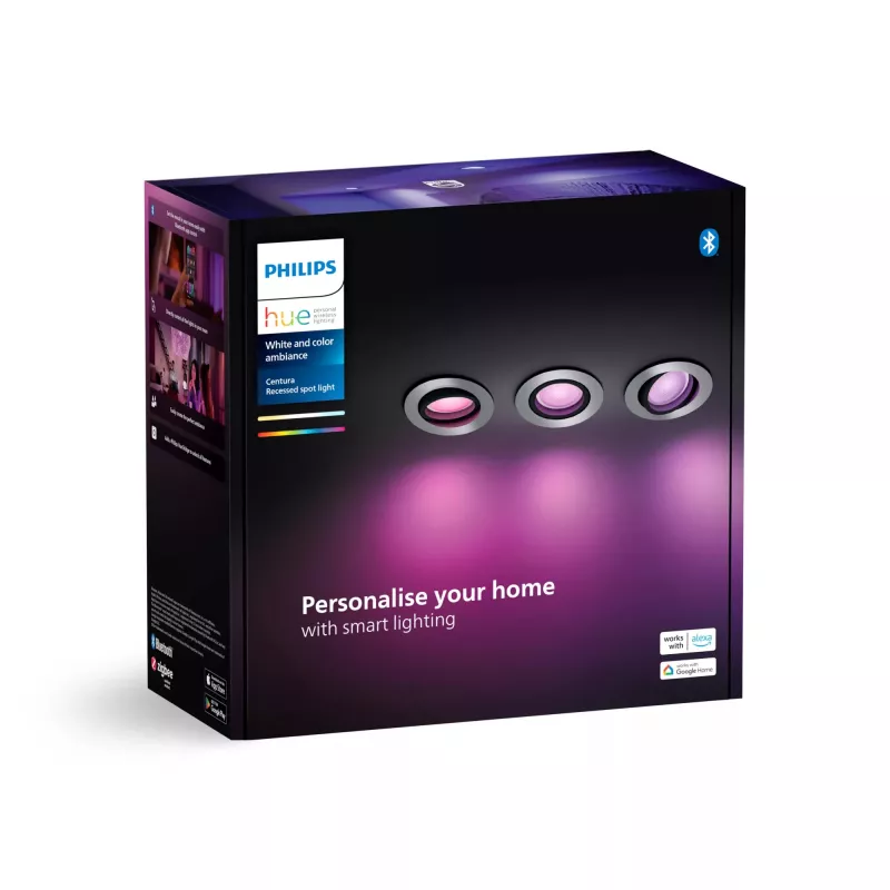 Philips Hue White and Colour Ambience confezione da 3 faretti da incasso Centura