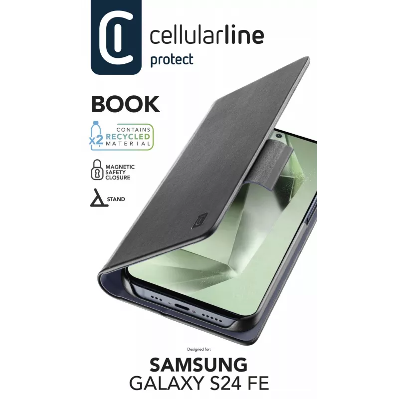 Cellularline Book Galaxy S24 FE custodia a libro con porta carte e chiusura magnetica