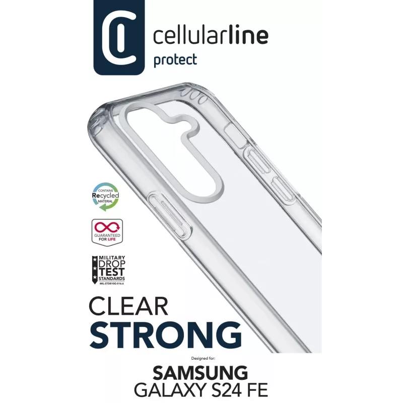 Cover Cellularline CLEARDUOGALS24FET Clear Strong per Samsung S24 FE, trasparente