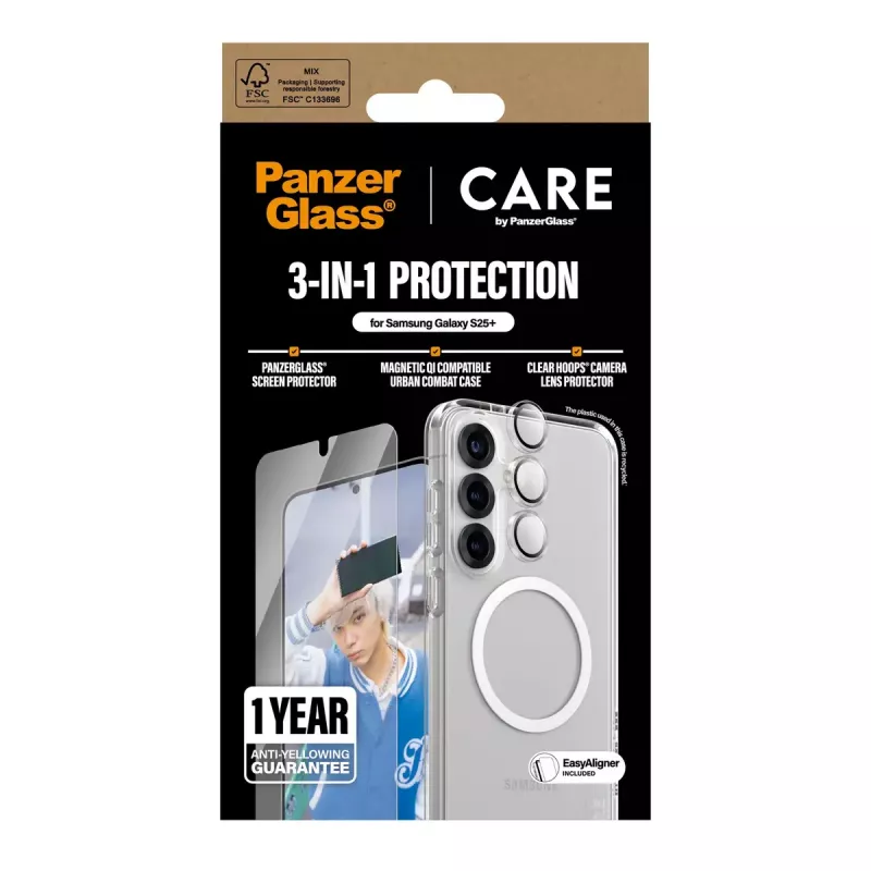 PanzerGlass ® | CARE by ® Flagship bundle 3-in-1 Samsung Galaxy S25+