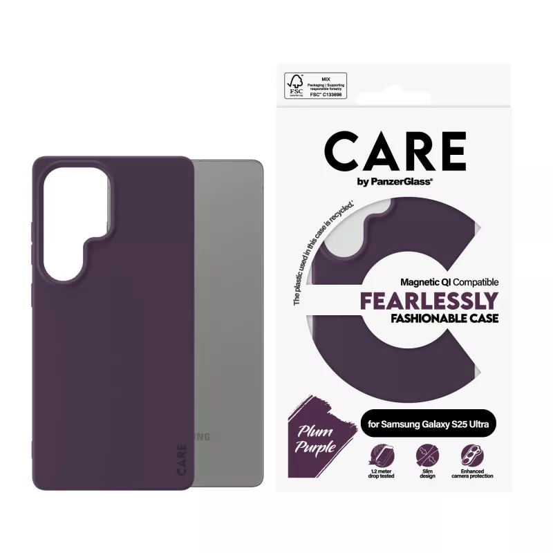 PanzerGlass CARE™ by ® Case Plum lilla con compatibilità Qi Samsung Galaxy S25 Ultra