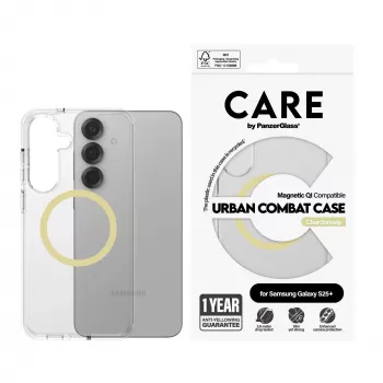 PanzerGlass CARE Urban Combat custodia trasparente Chardonnay Qi Samsung Galaxy S25+
