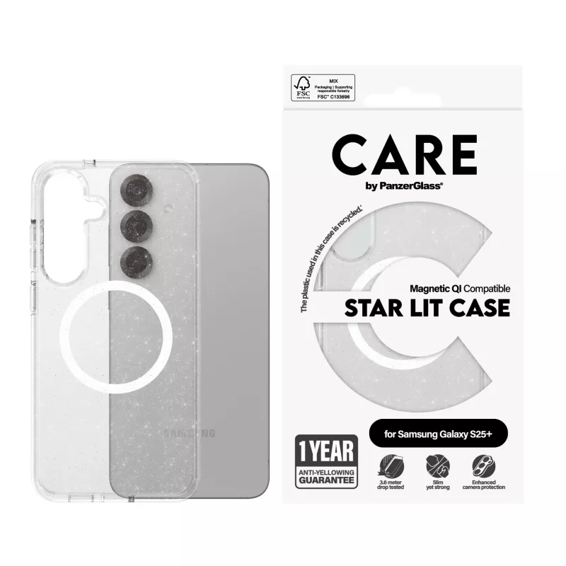 PanzerGlass CARE™ by ® Urban Combat Case Star Lit w. White compatibile Qi Samsung Galaxy S25+