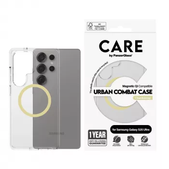 PanzerGlass CARE™ by ® Urban Combat Case trasparente con compatibilità Qi Chardonnay Samsung Galaxy S25 Ultra