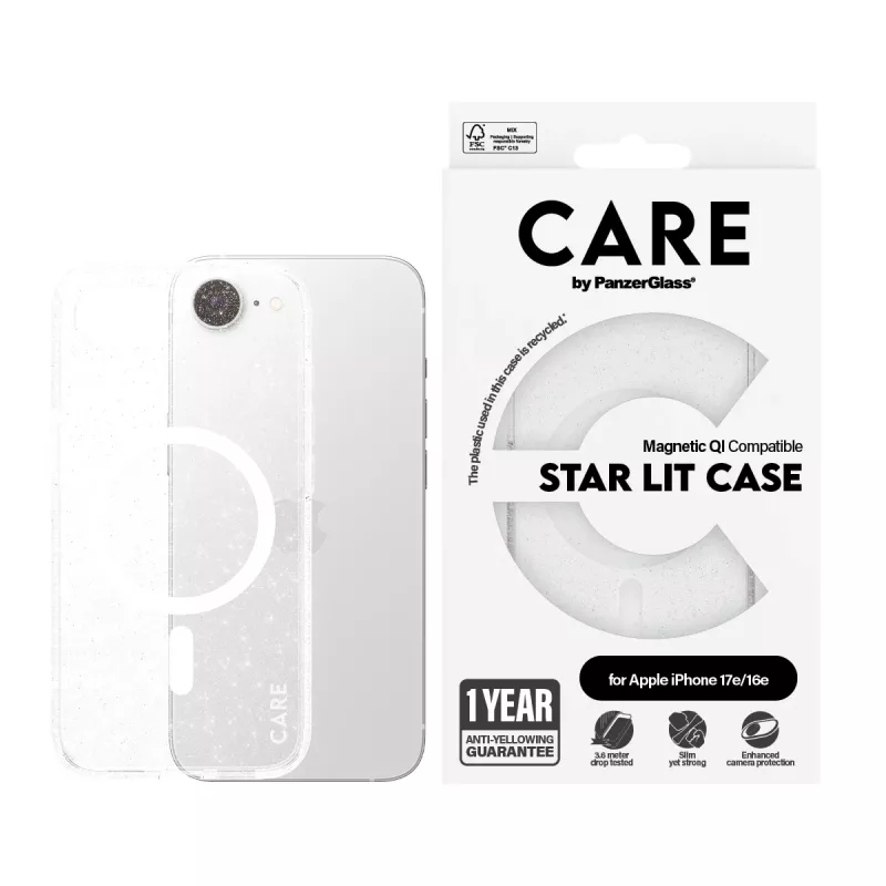 Cover PanzerGlass CARE by ® Flagship Case Urban Combat Star Lit bianco compatibile Qi iPhone 16e