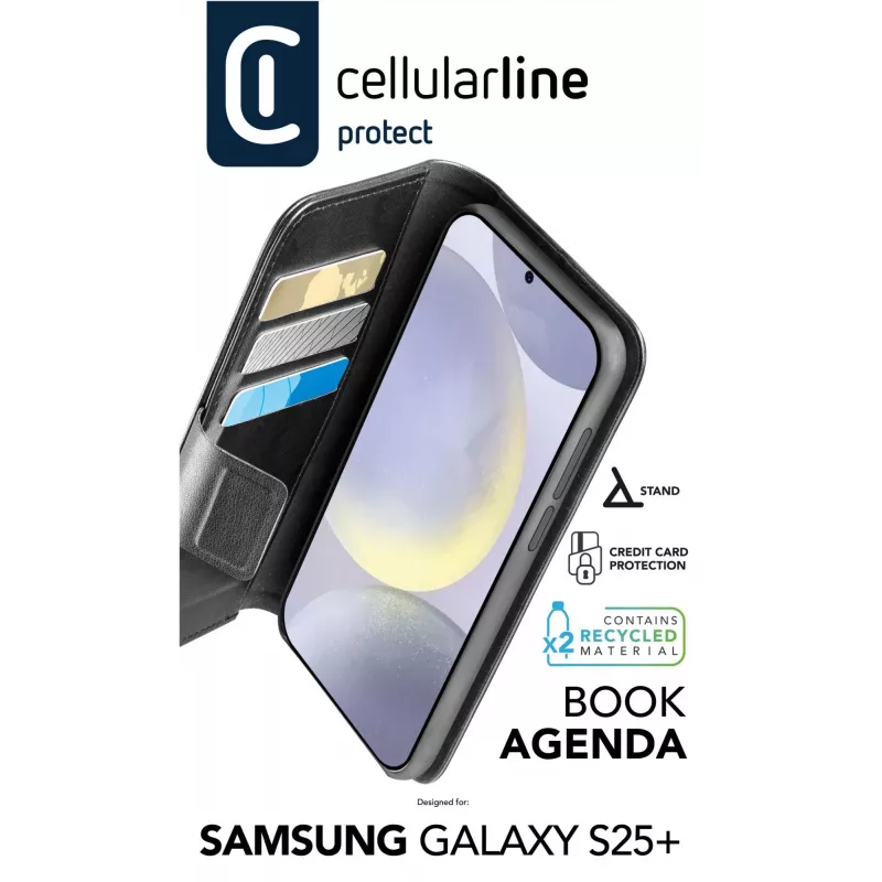 Cellularline Book Agenda – custodia a libro in similpelle con chiusura magnetica per Galaxy S25+