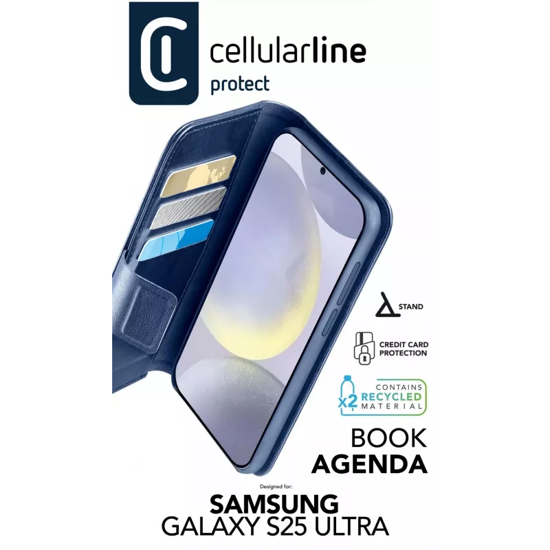 Cellularline Book Agenda - Galaxy S25 Ultra custodia a libro in similpelle con chiusura magnetica