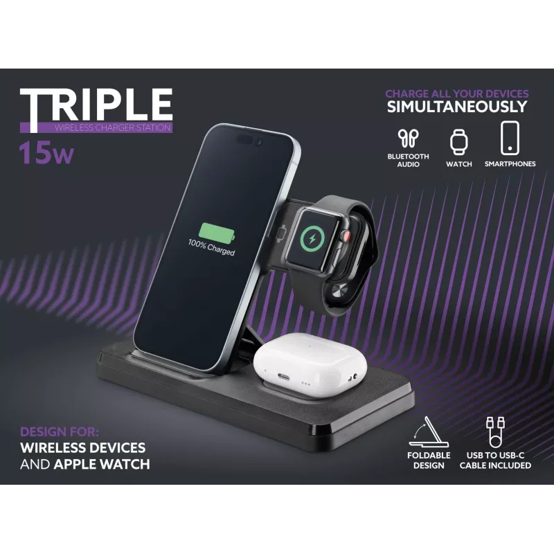 Tech Pop dock station per dispositivi mobili smartwatch/smartphone nero