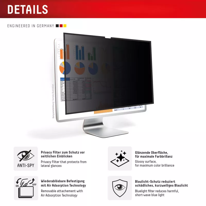Displex PRIVACY SAFE filtro privacy rimovibile a due vie per Studio Display 27 pollici