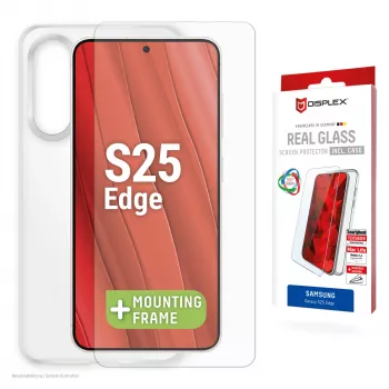 Displex pellicola protettiva per display + custodia per Samsung Galaxy S25 Edge, cornice di montaggio Eco, antigraffio
