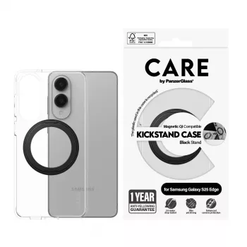 PanzerGlass CARE custodia trasparente con supporto nero e Qi Samsung Galaxy S25 Edge