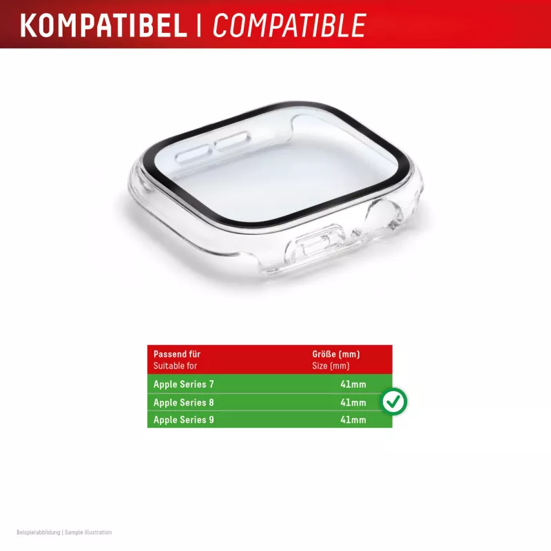 Displex 02128 Full Body custodia per Apple Watch Series 9/8/7 (41 mm), trasparente