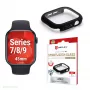 Vetro temperato Displex 10H per Apple Watch 9/8/7 (45 mm), custodia full body, IP68, snap-on, nero opaco