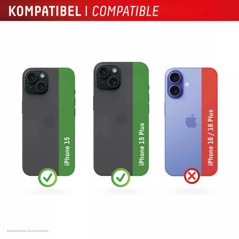 Vetro premium per lenti fotocamera Displex, iPhone 15/15 Plus, 10H, anelli singoli, DLC, trasparente, Quick Mount