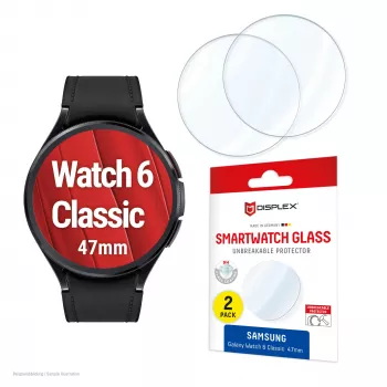 Vetro 9H Displex Galaxy Watch 6 Classic (47mm), confezione da 2, ultraleggero, senza bordi, antimpronta, made in Germany