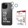 Vetro premium fotocamera Displex, iPhone 15 Pro/15 Pro Max, 10H, anelli singoli, DLC, trasparente, montaggio rapido