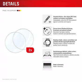 Protezione schermo GK PROTECTION Displex vetro 9H per Garmin fenix E/fenix 8 43mm (confezione da 2, ultraleggero, senza bordi, antimacchia)