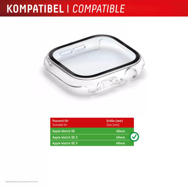 Displex 02136 custodia protettiva a copertura totale per Apple Watch SE (2/3) (40 mm), trasparente