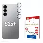 Vetro premium per lenti fotocamera Displex, Samsung Galaxy S25+, 10H, anelli singoli, DLC, trasparente, Quick Mount