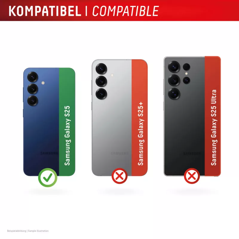 Vetro premium per lenti fotocamera Displex, Samsung Galaxy S25, 10H, anelli singoli, DLC, trasparente, Quick Mount