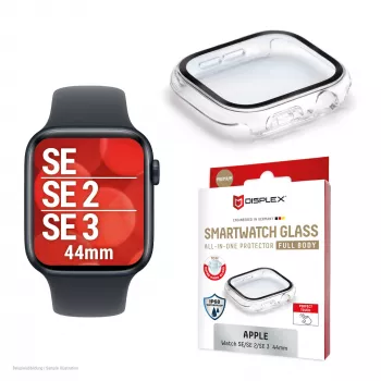 Vetro temperato PanzerGlass Displex 10H custodia full body per Apple Watch SE/SE2/SE3 44mm, IP68, snap-on, trasparente