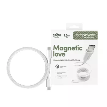 PanzerGlass empower™ by ® cavo Magnetico 240W USB-C a USB-C | USB 2.0 | 1,5 m | Silver White