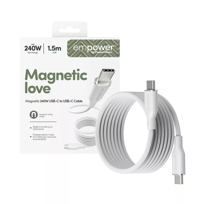 PanzerGlass empower™ by ® cavo Magnetico 240W USB-C a USB-C | USB 2.0 | 1,5 m | Silver White