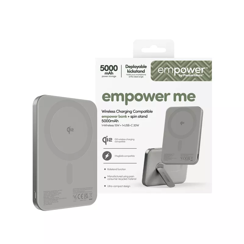 Powerbank PanzerGlass empower by empower Bank con Spin Stand 5000mAh Titanium