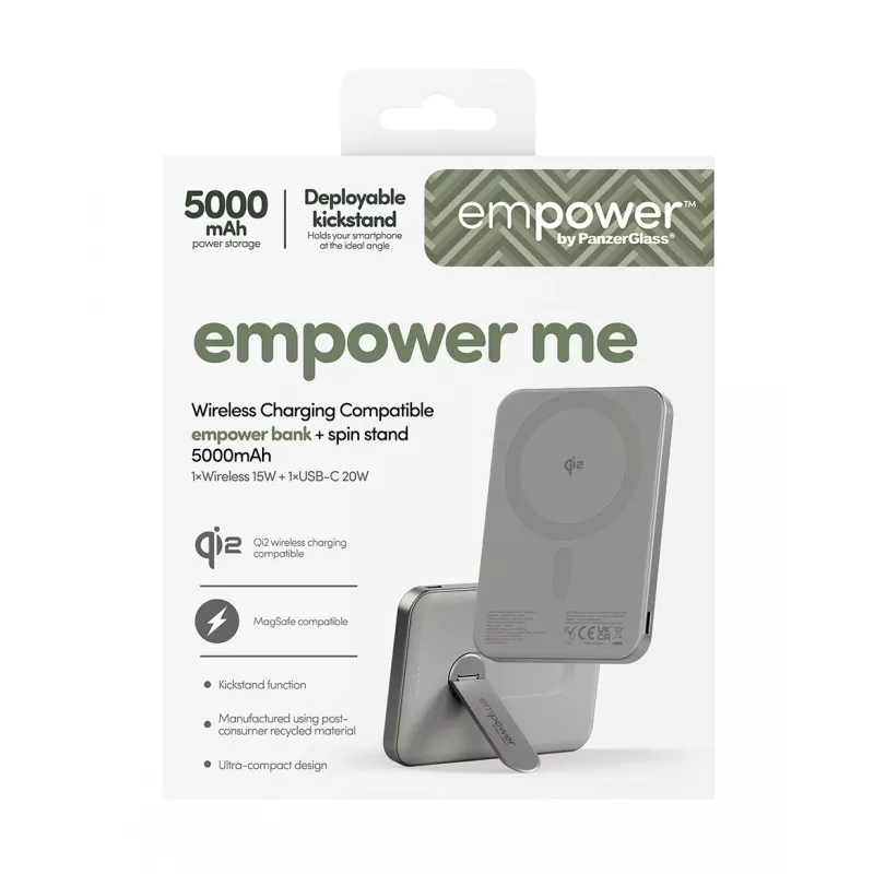 Powerbank PanzerGlass empower by empower Bank con Spin Stand 5000mAh Titanium