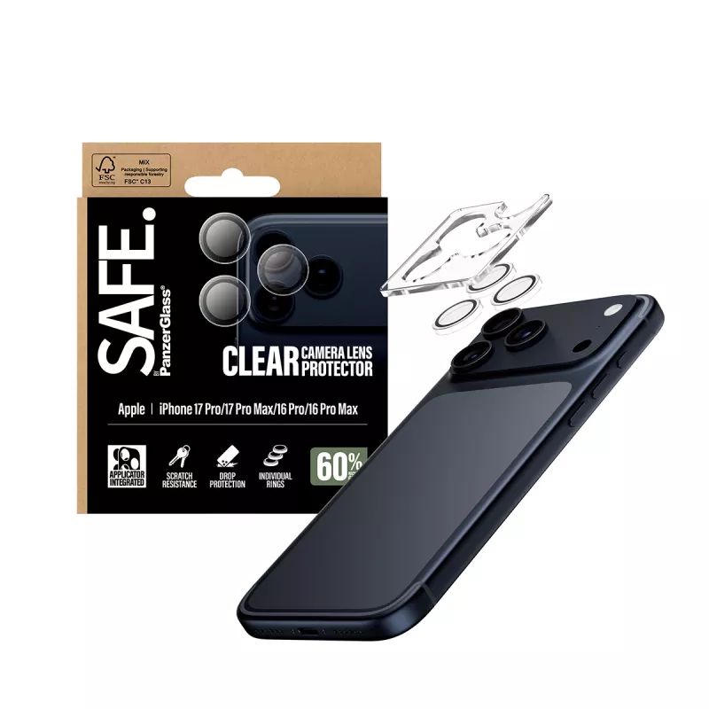 PanzerGlass SAFE. by ® Protezione obiettivo fotocamera trasparente iPhone 17 Pro | iPhone 17 Pro Max | iPhone 16 Pro | 16 Pro Max