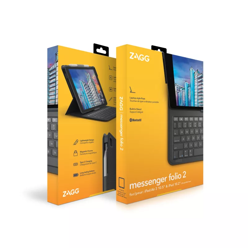 Tastiera ZAGG Messenger Folio 2-Apple-iPad 10.2/10.5-Charcoal-tedesco
