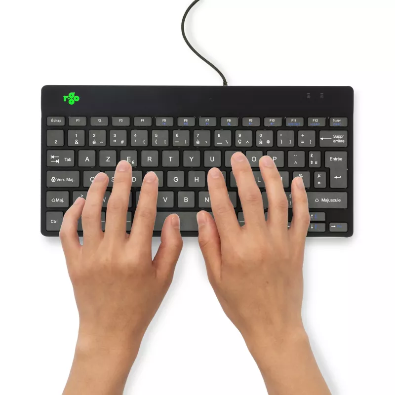 R-Go Tools tastiera ergonomica R-Go Compact Break, tastiera compatta con software per pause, AZERTY (FR), con filo, nero