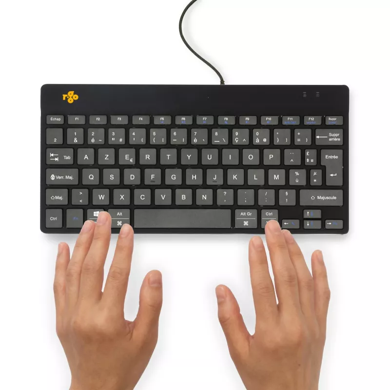 R-Go Tools tastiera ergonomica R-Go Compact Break, tastiera compatta con software per pause, AZERTY (FR), con filo, nero