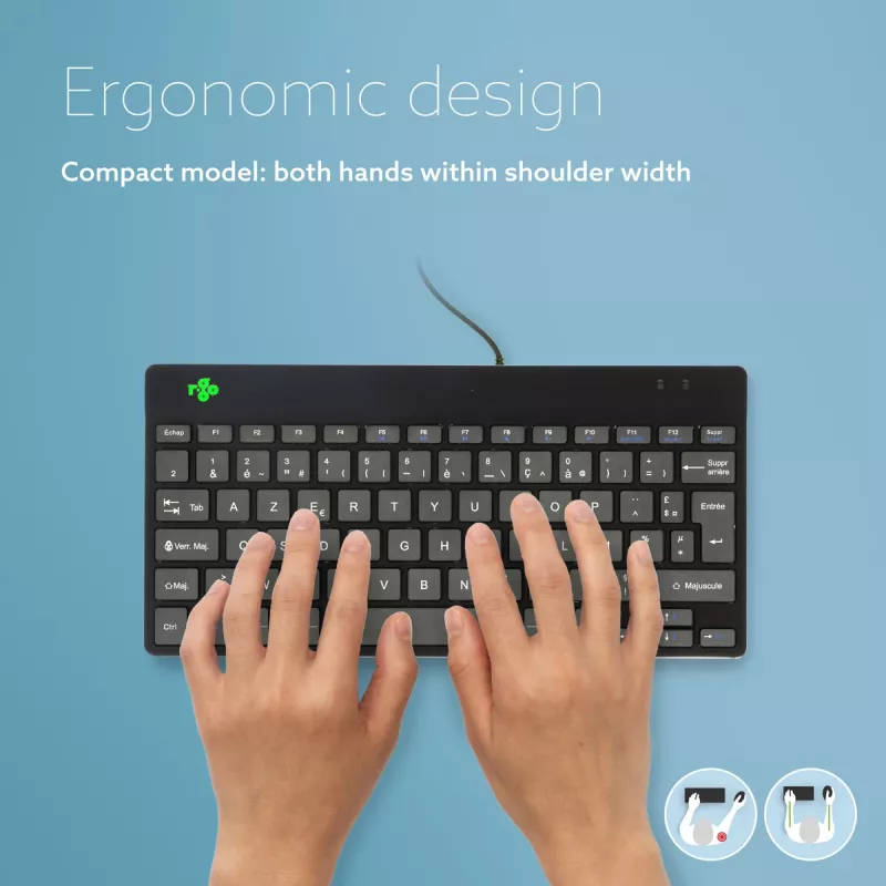 R-Go Tools tastiera ergonomica R-Go Compact Break, tastiera compatta con software per pause, AZERTY (FR), con filo, nero