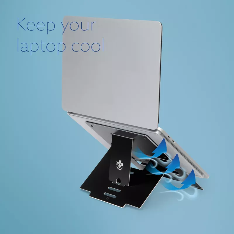 R-Go Tools supporto per laptop R-Go Riser Flexible, supporto per laptop pieghevole regolabile, ergonomico, alluminio Hylite, nero