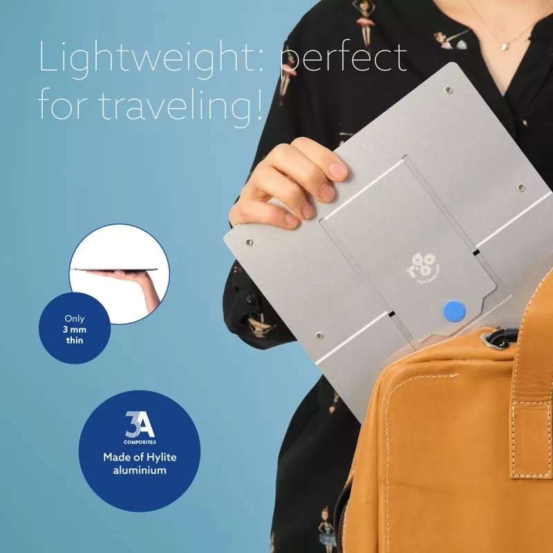 R-Go Tools supporto per laptop R-Go Riser Flexible, supporto per laptop pieghevole regolabile, ergonomico, alluminio Hylite, argento