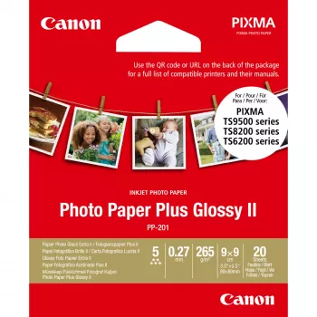 Carta fotografica Canon PP-201 Glossy II Plus 3,5 x 3,5 pollici – 20 fogli