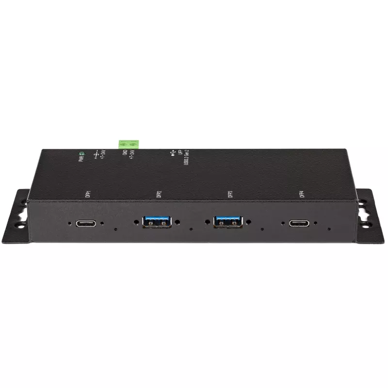 StarTech.com Hub USB-C a 4 porte 10 Gbit/s – Hub USB-C industriale in metallo – 2x USB-C e 2x USB-A – Protezione da sovratensione ESD – Host USB-C o USB-A – Hub USB 3.2 Gen 2 Type-C alimentato autonomamente e montabile