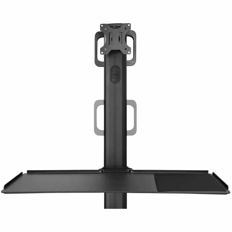 StarTech.com carrello mobile per workstation con supporto monitor, supporto CPU/PC, ripiano per tastiera – carrello ergonomico regolabile in altezza per computer desktop – postazione di lavoro mobile su ruote