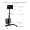 StarTech.com carrello mobile per workstation con supporto monitor, supporto CPU/PC, ripiano per tastiera – carrello ergonomico regolabile in altezza per computer desktop – postazione di lavoro mobile su ruote
