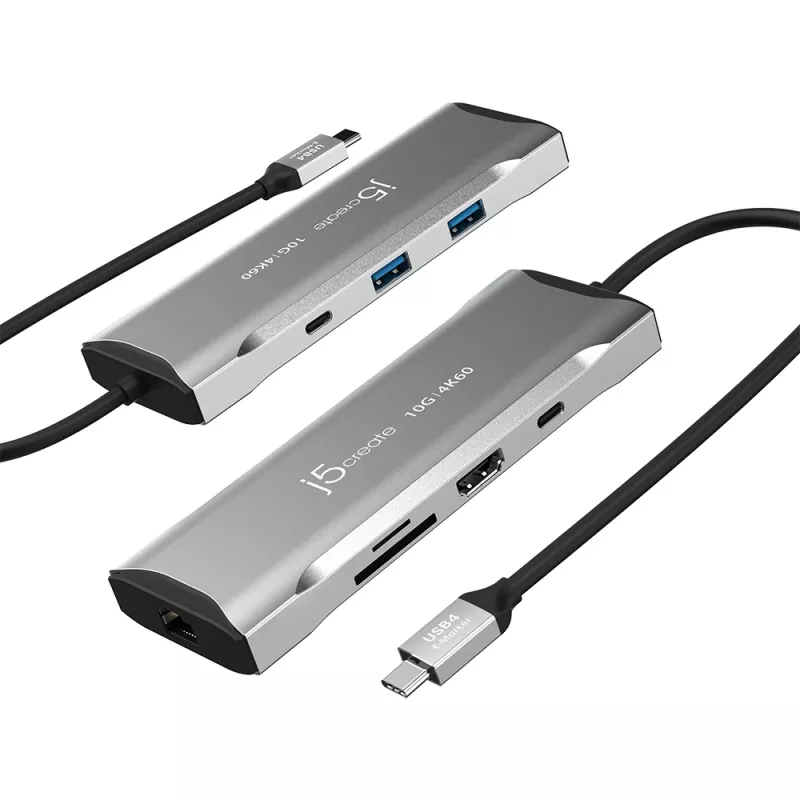 j5create JCD393 4K60 Elite USB-C® 10Gbps Mini Dock, grigio spazio