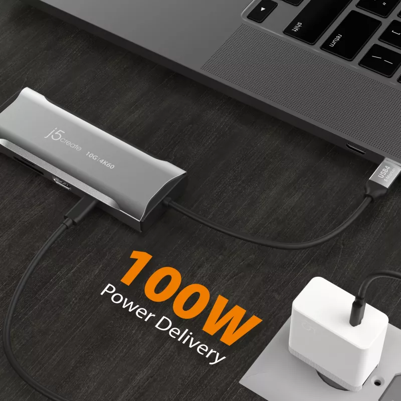 j5create JCD393 4K60 Elite USB-C® 10Gbps Mini Dock, grigio spazio