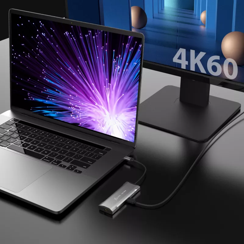 j5create JCD393 4K60 Elite USB-C® 10Gbps Mini Dock, grigio spazio