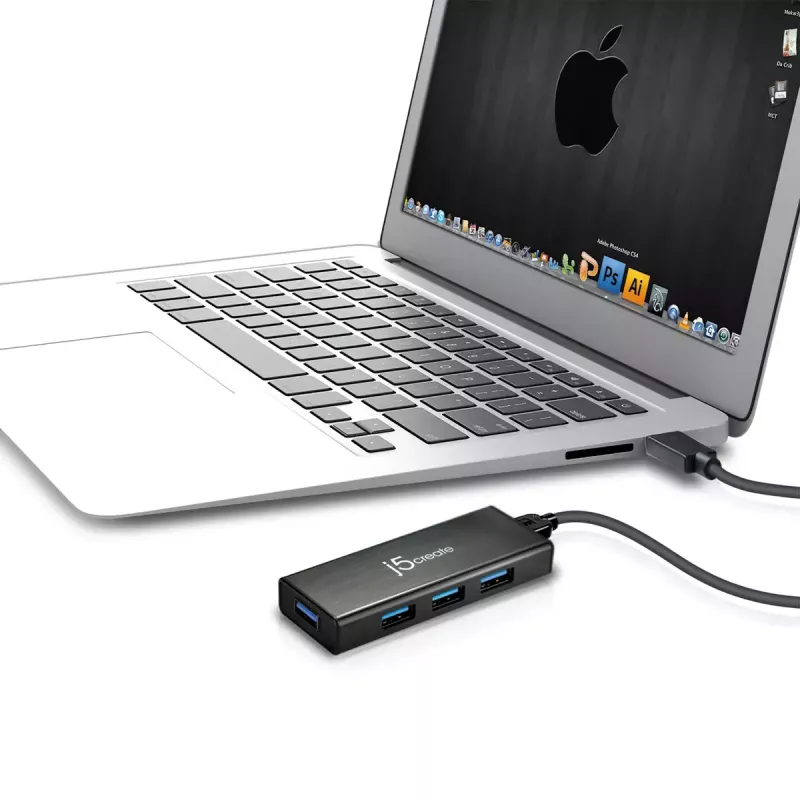 Hub USB j5create JUH340 4 porte USB 3.0 nero alluminio